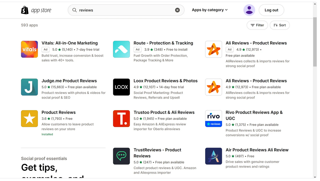 Product review apps on Shopify