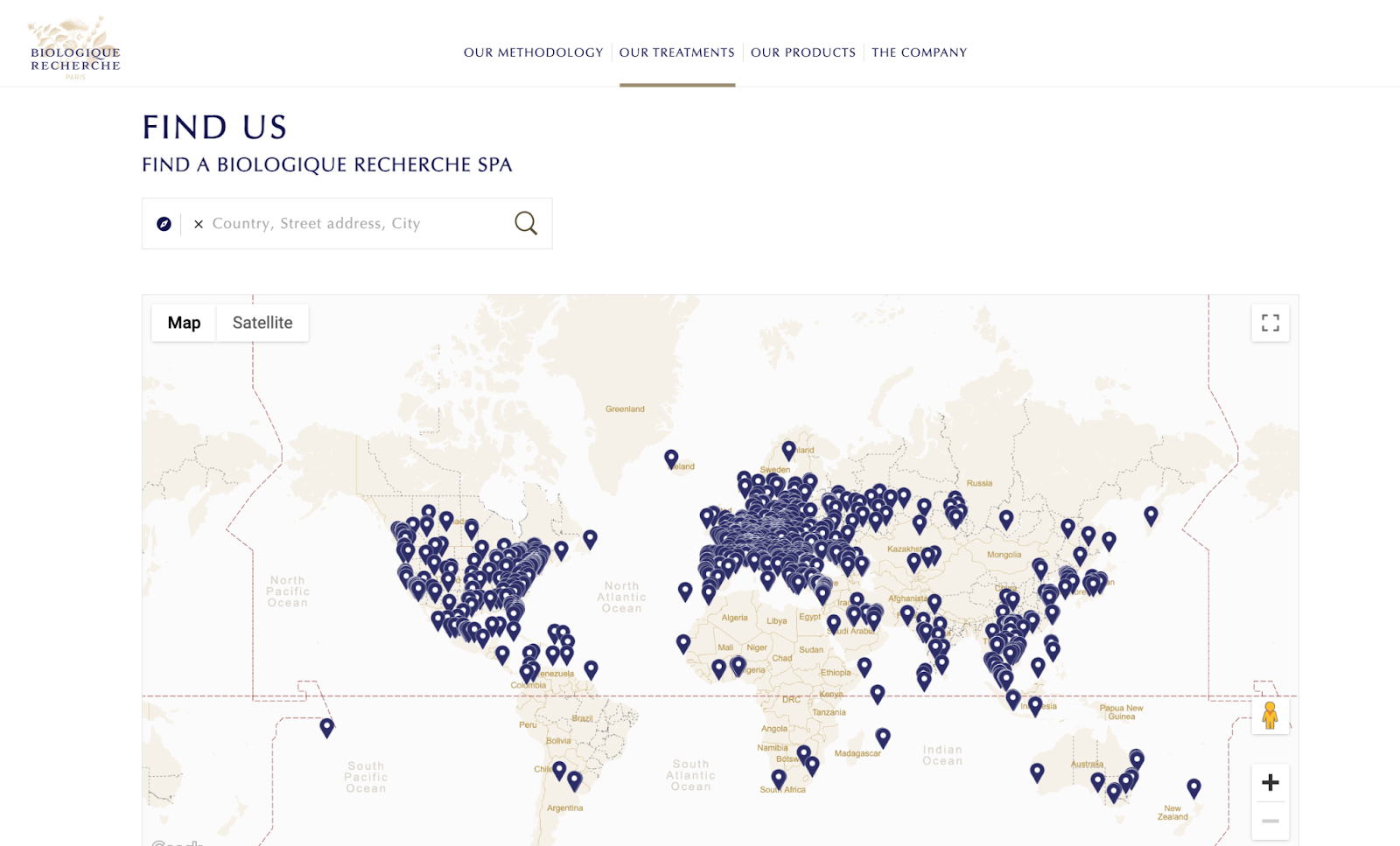 A cosmetics brand shares official resellers on its website.