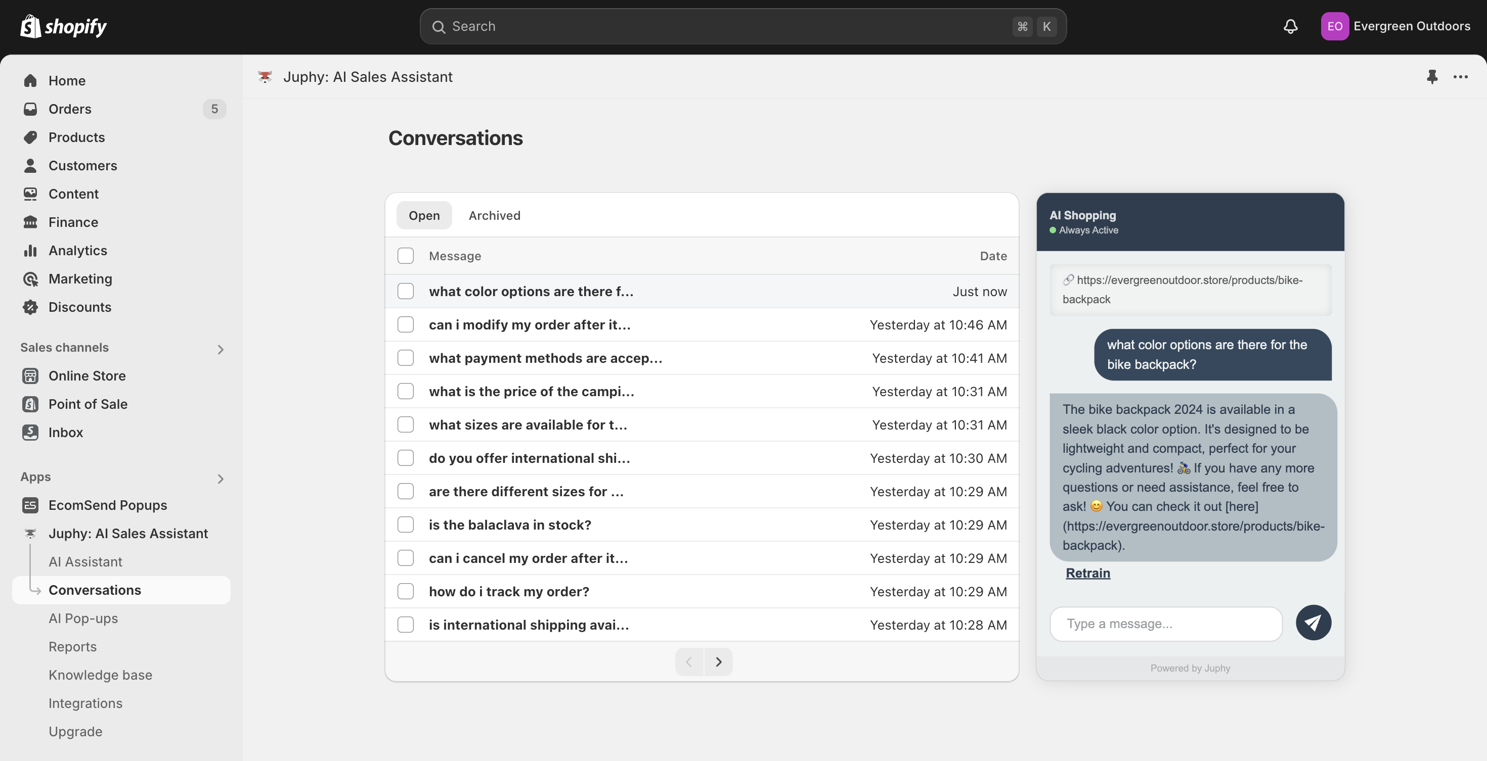 With visitor footprints, you can see how customers interact with your store and AI Assistant.