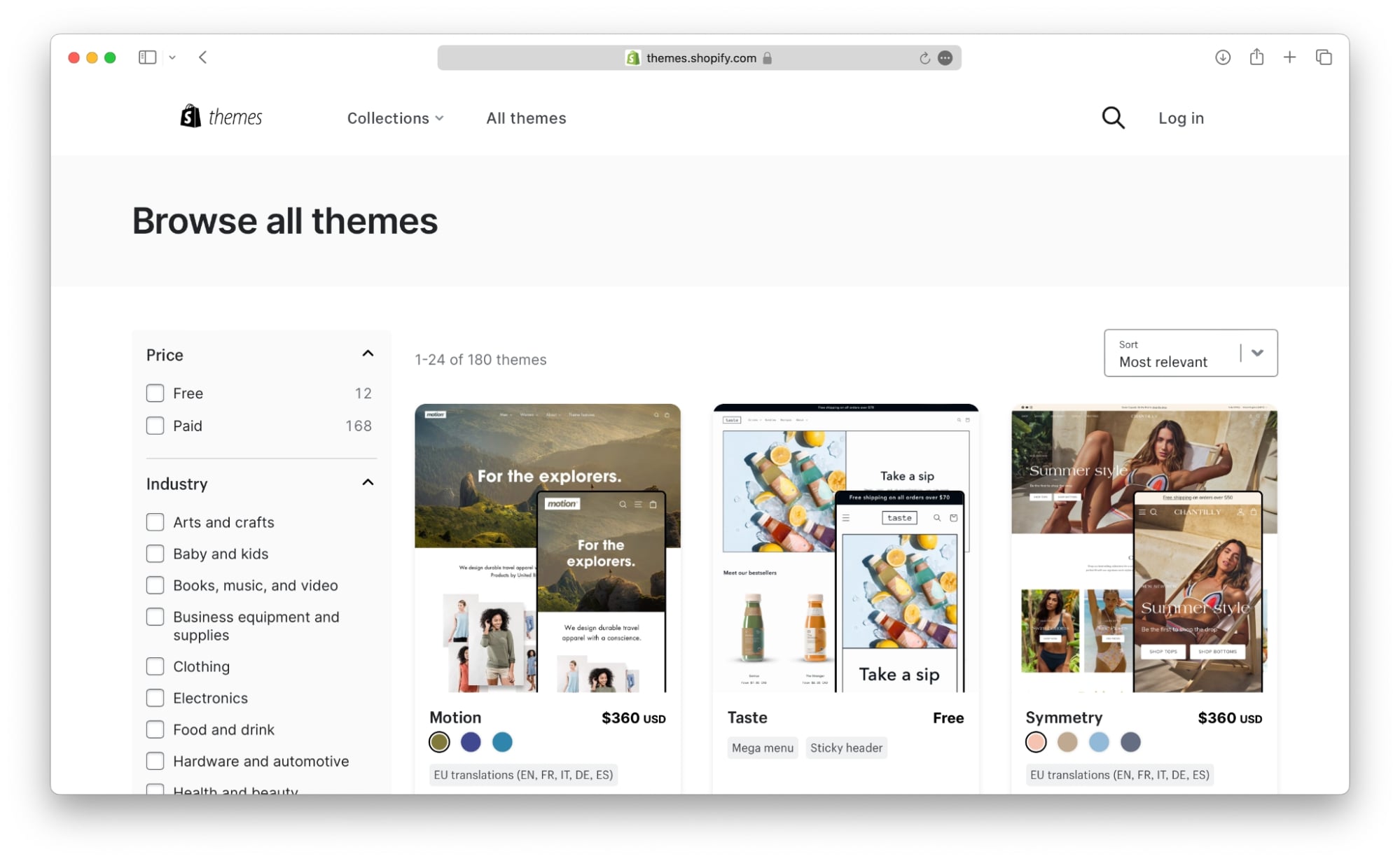 Shopify themes store for ready-to-use templates.