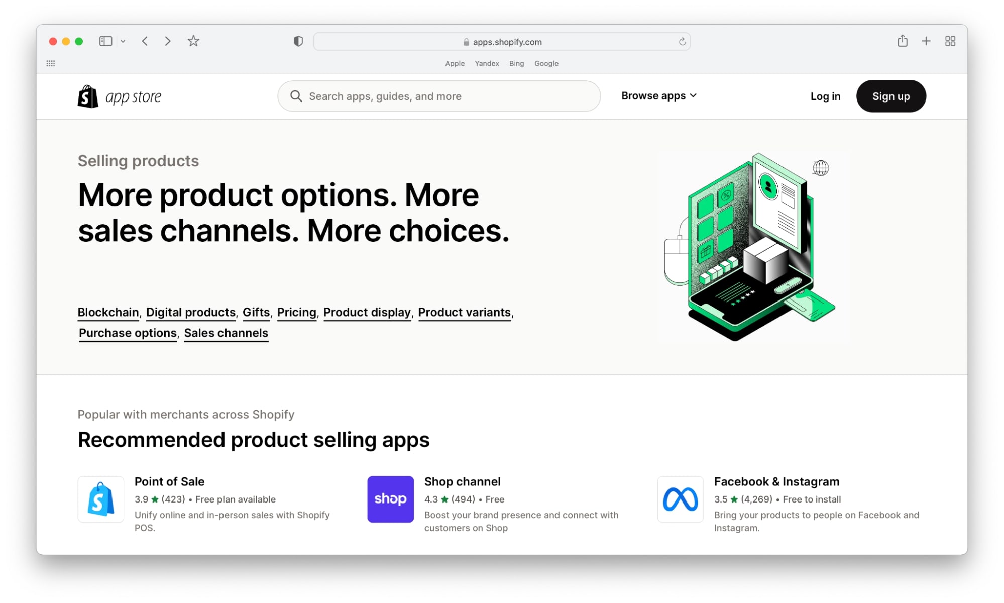 Shopify app store subcategories