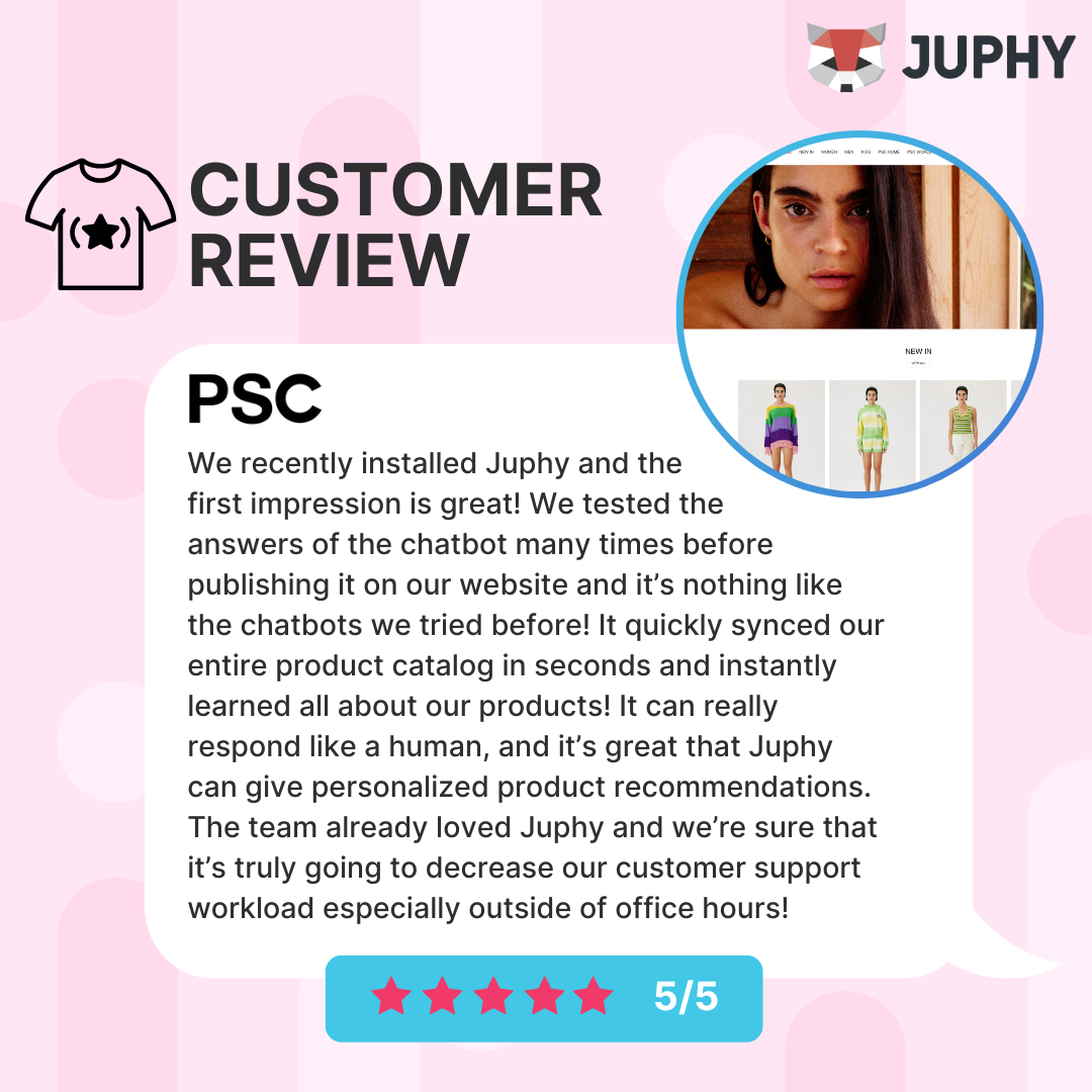 Love on Friday's Shopify review about Juphy AI.