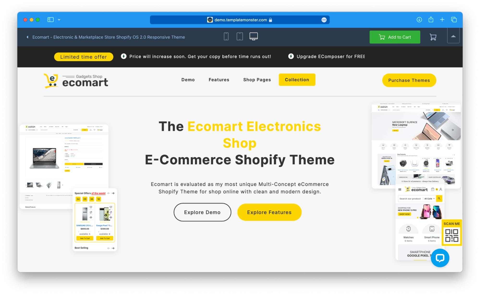 Ecomart Shopify theme for electronics shops