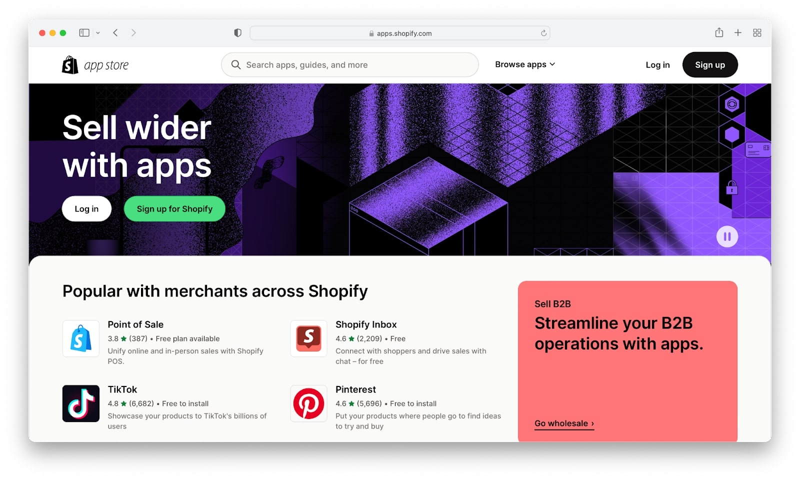 Shopify app store