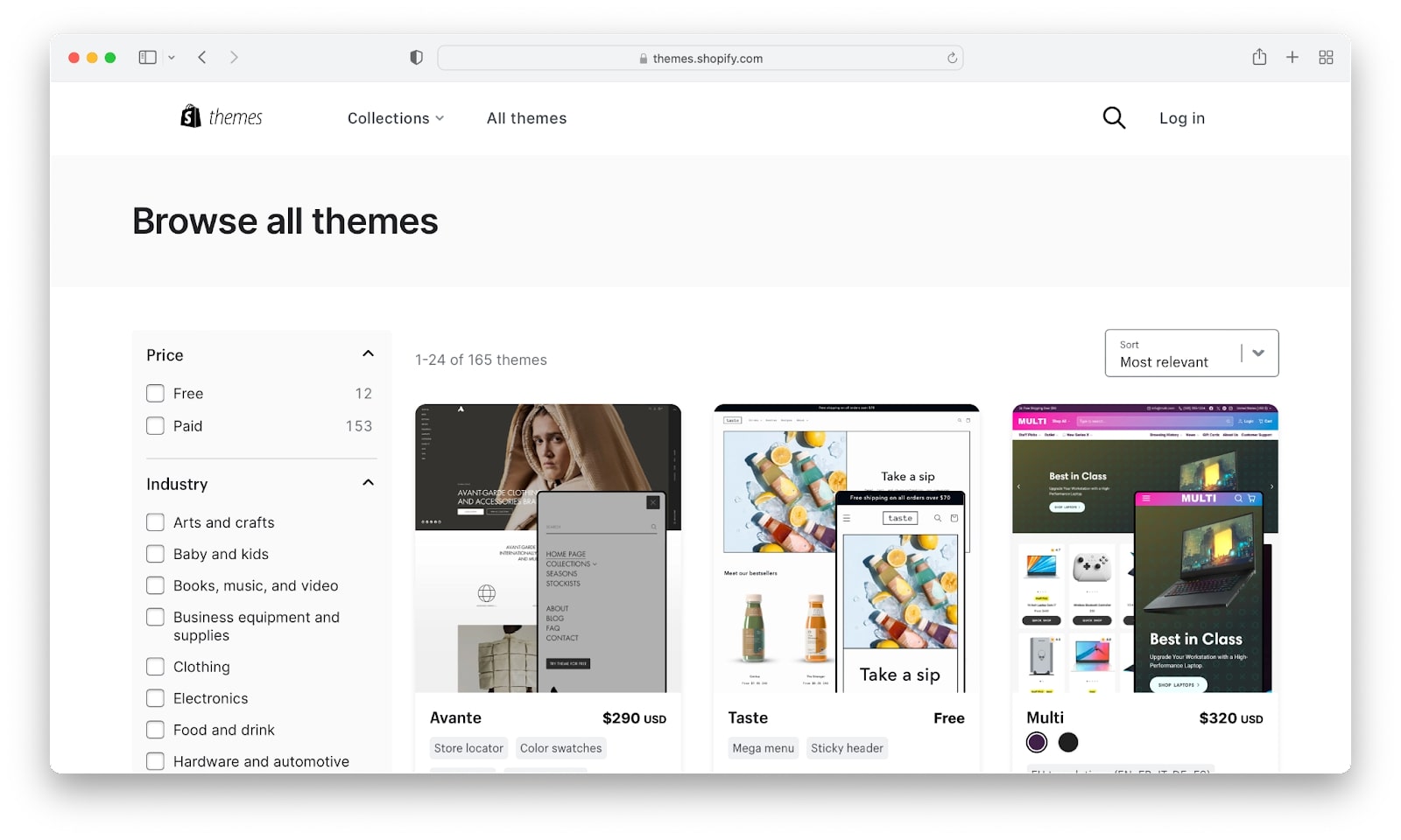 Shopify themes store