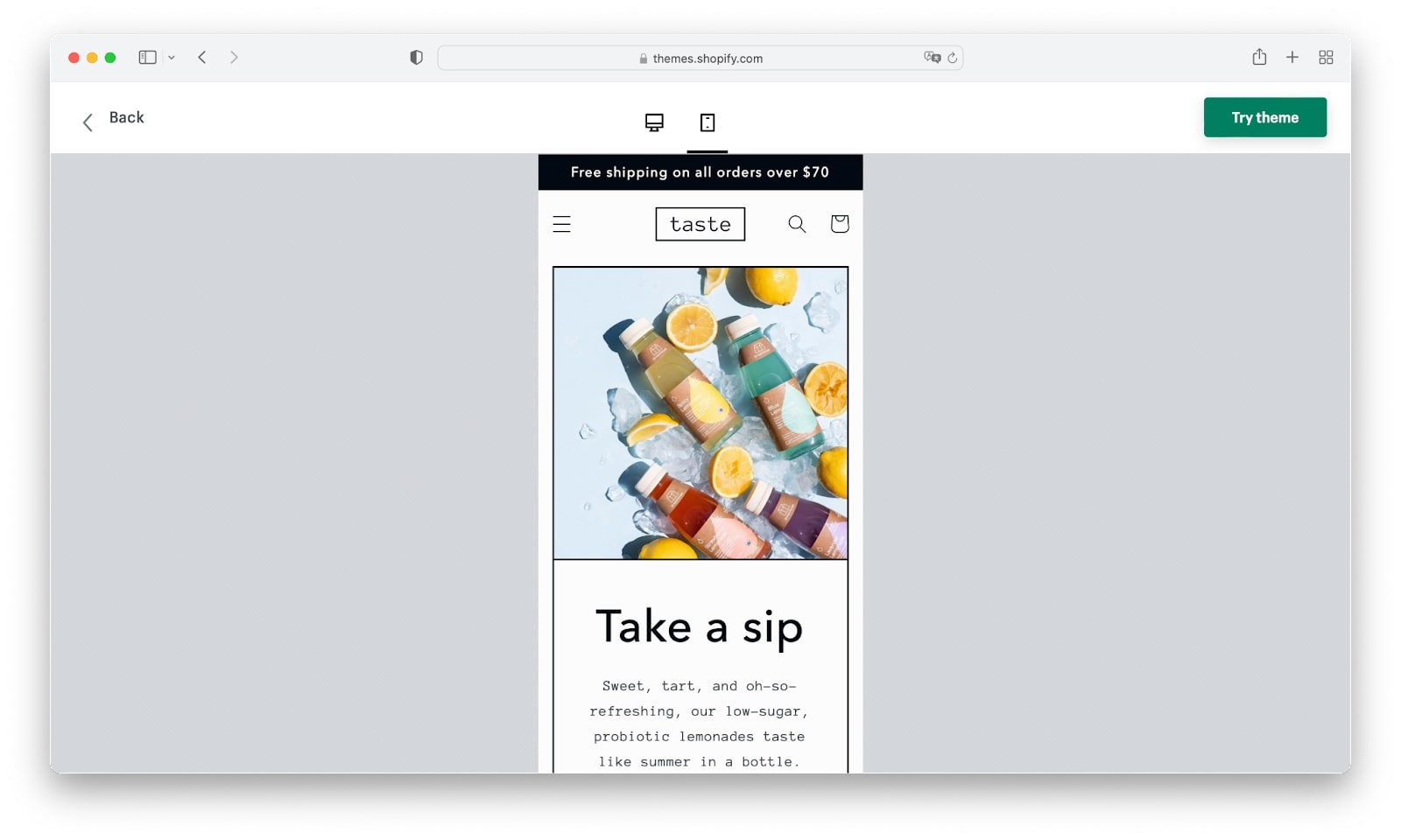 Demonstration of Shopify themes' mobile responsiveness