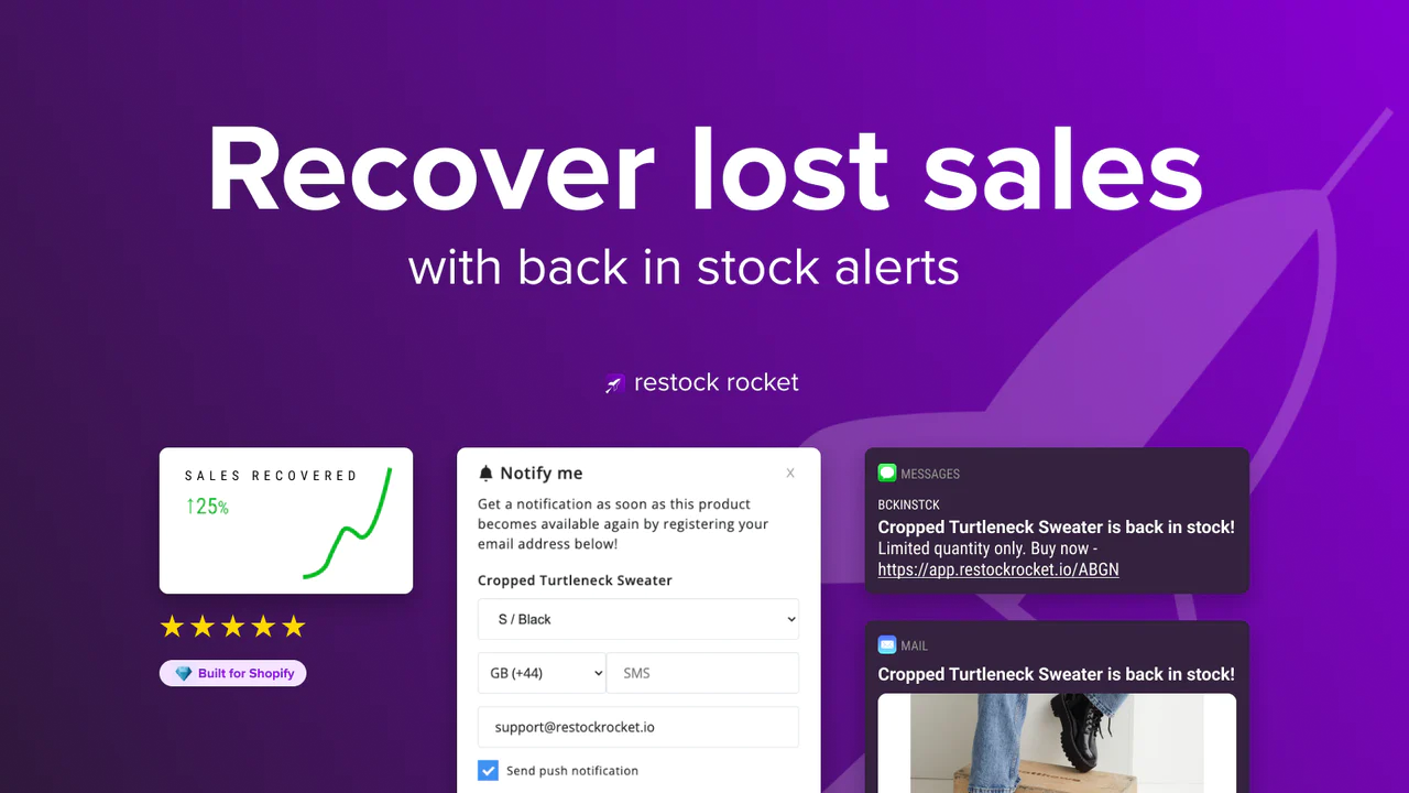 Restock Rocket helps you set up a “notify me” button that lets customers know when a product is back in stock.