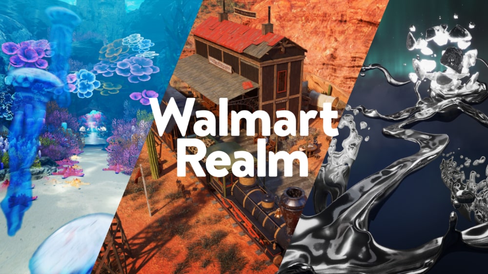 Walmart Realm includes three distinct virtual shops created by popular creators.