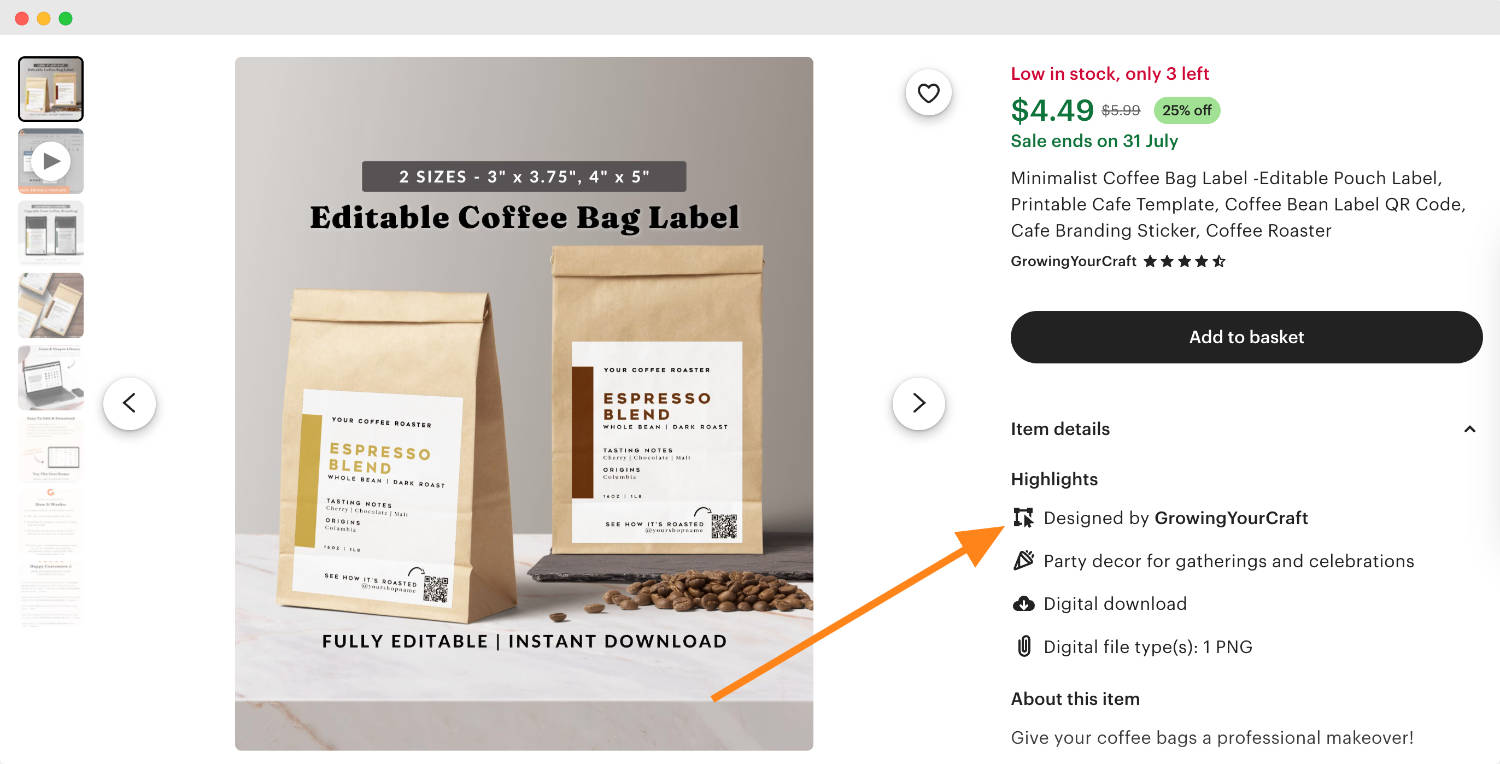 Etsy will add detailed item labels to its listing pages to reflect its new standards.