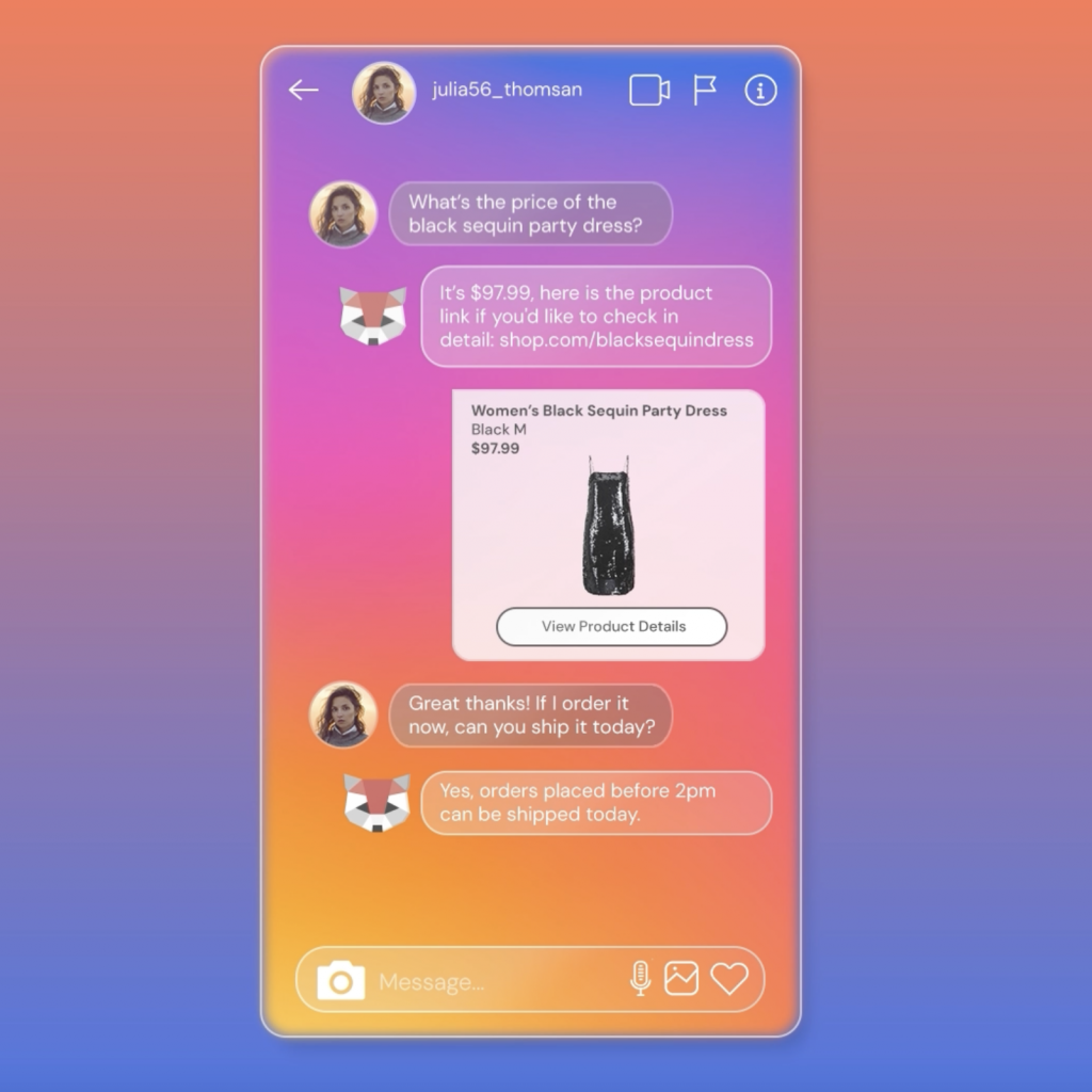 You can connect Juphy's AI to Instagram and let it handle product inquiries in your DMs.