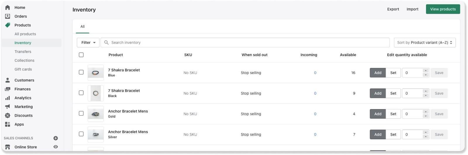 Shopify inventory management