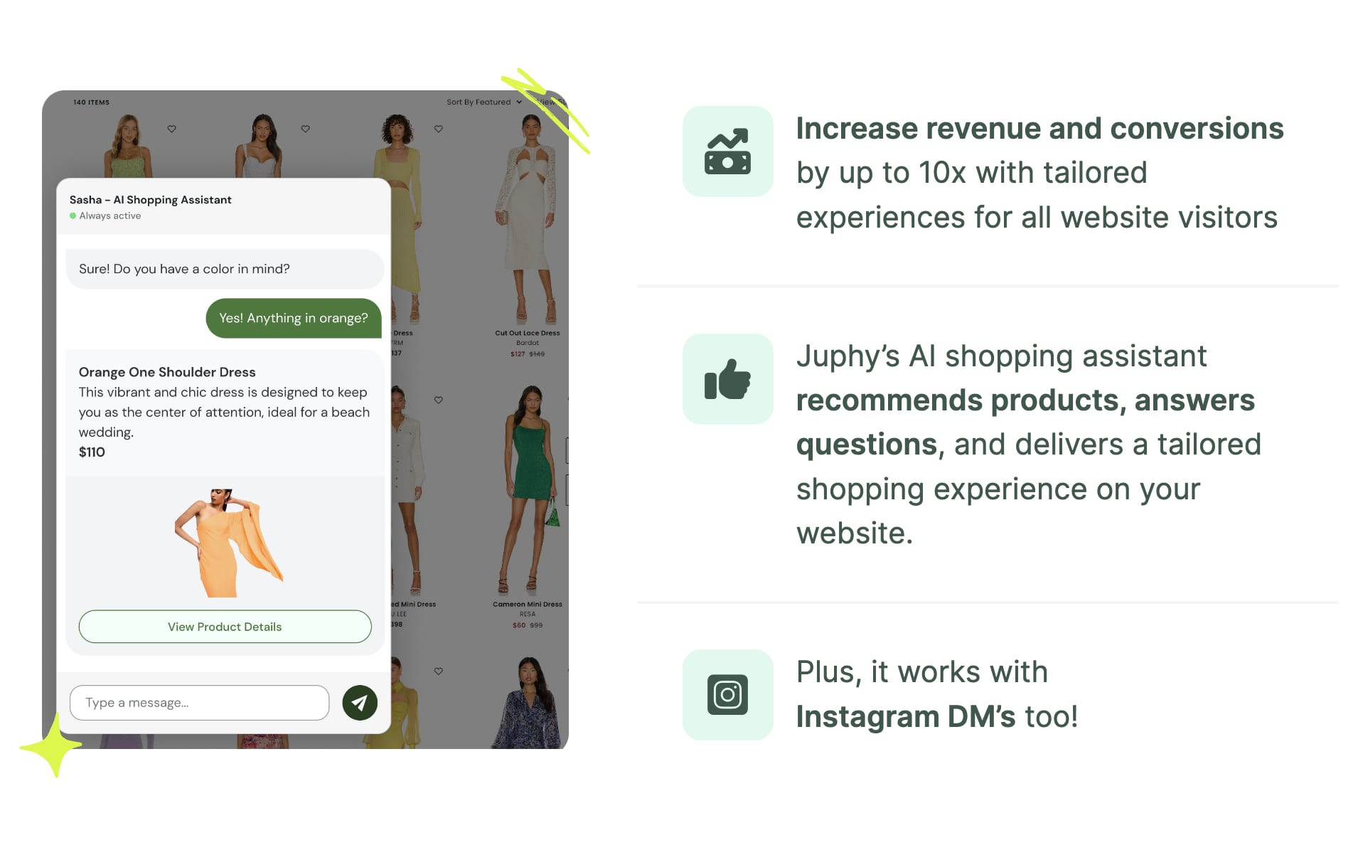 Juphy’s AI Shopping Assistant provides multiple tailored suggestions.