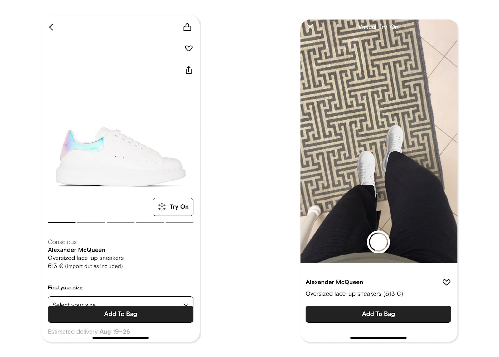 Farfetch utilizes virtual try-ons to enhance the online shopping experience.