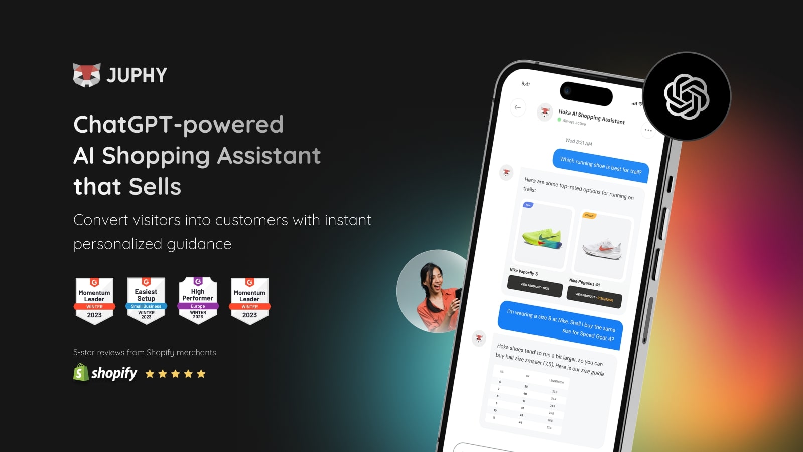 Juphy AI strikes the perfect balance for each customer, delivering personalized product recommendations.