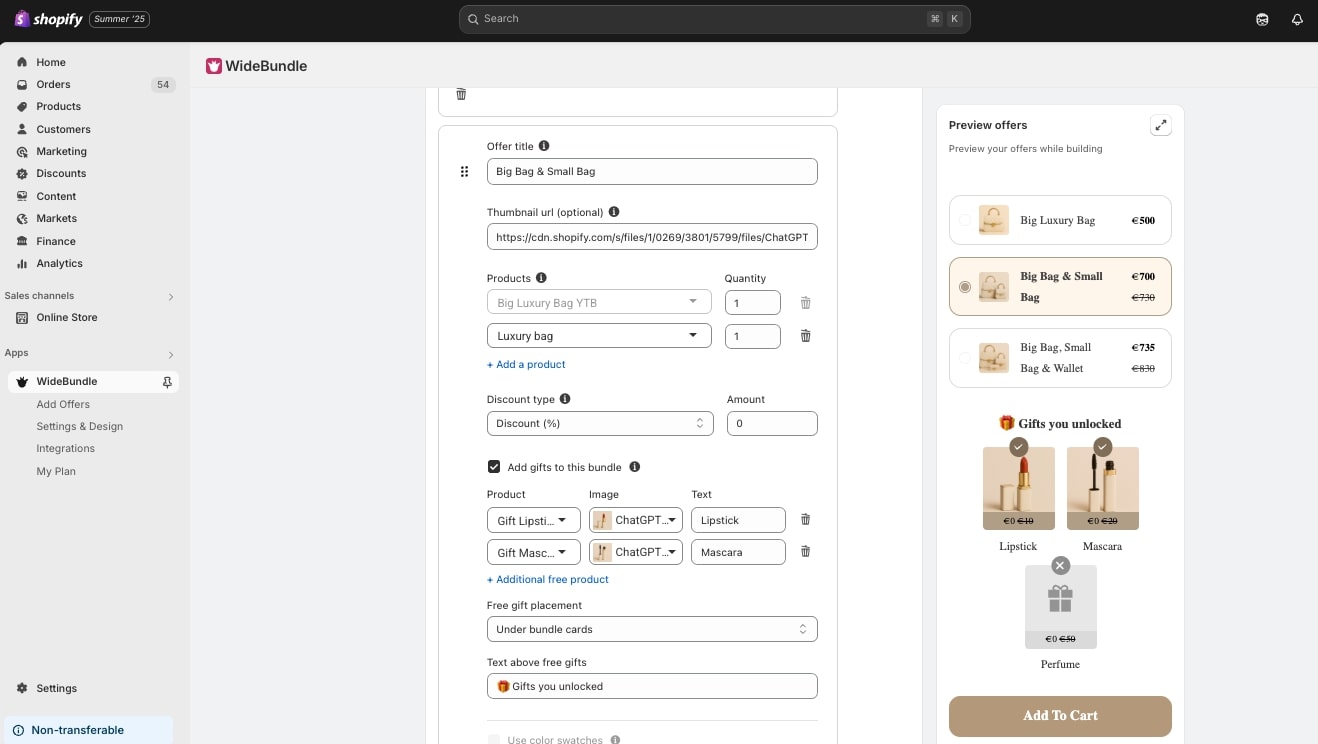 Screenshot of the WideBundle interface showing how easy it is to create bundles.