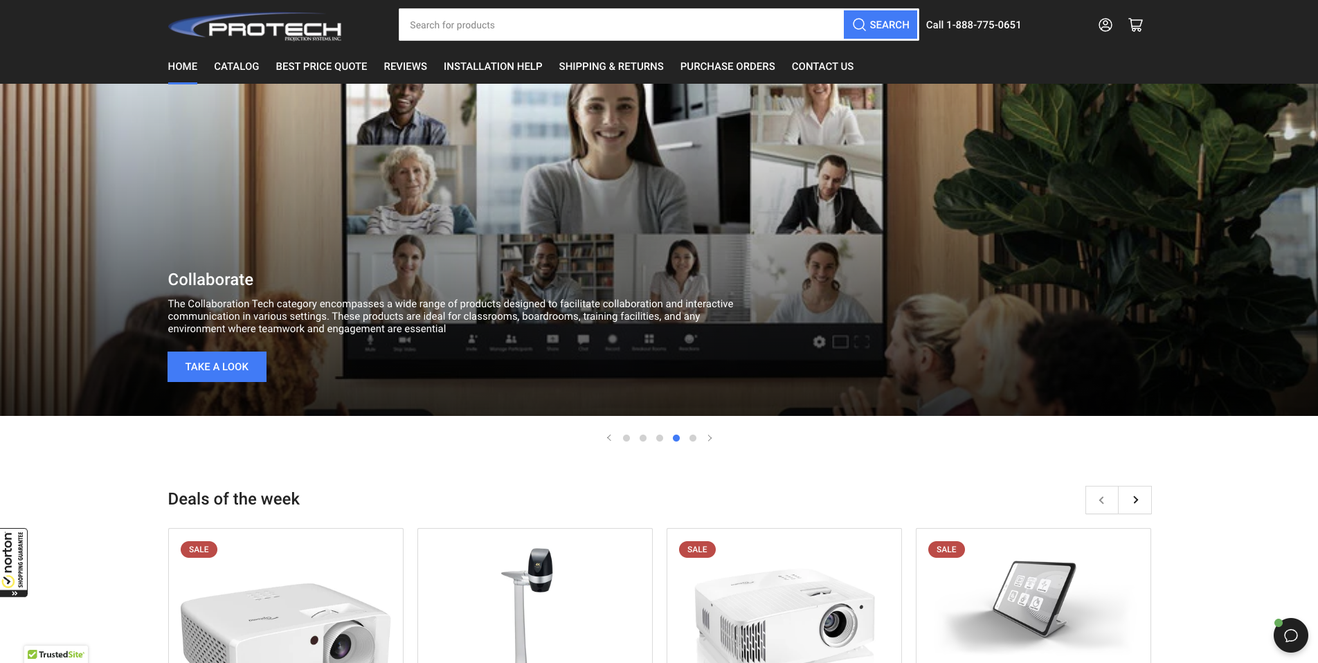 Protech Projection's website